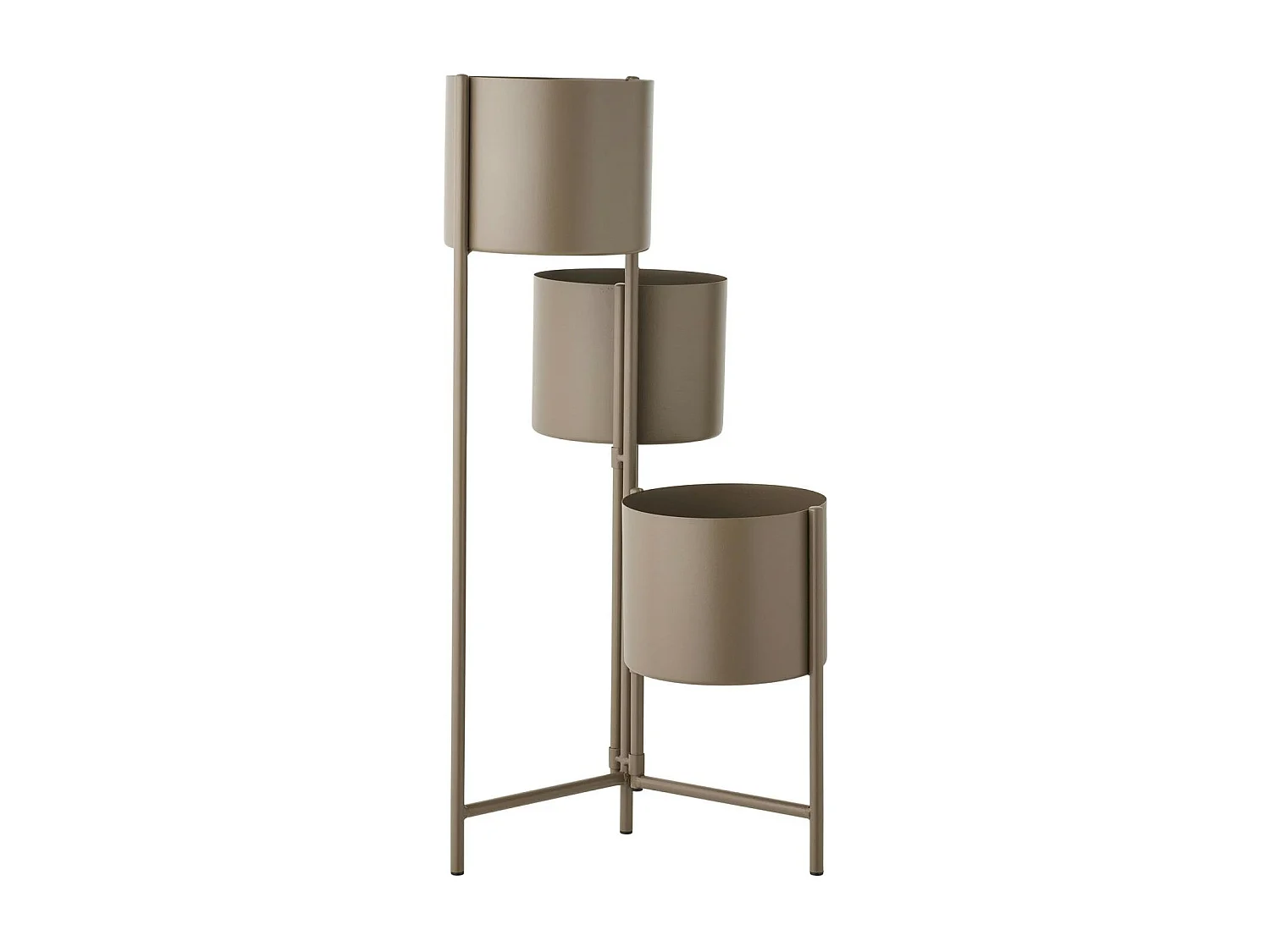 Cache-pot haut salon en métal marron, 3 contenants