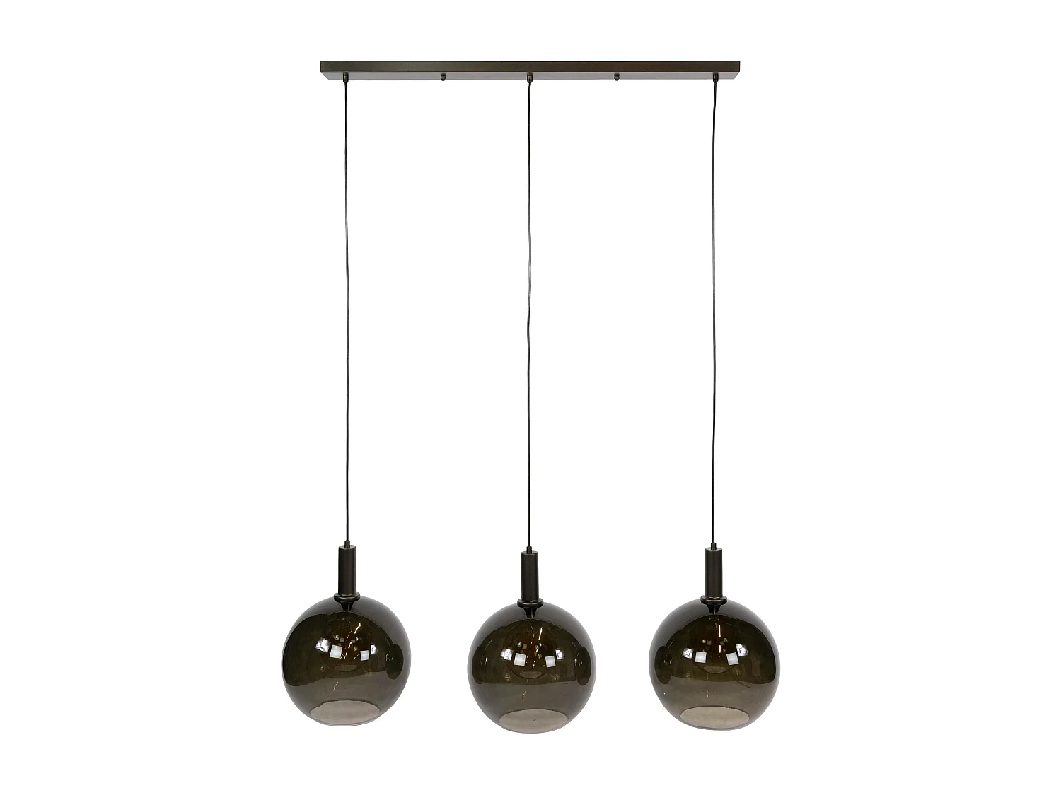 Suspension vintage cuisine 3 globes verre brun NOVA