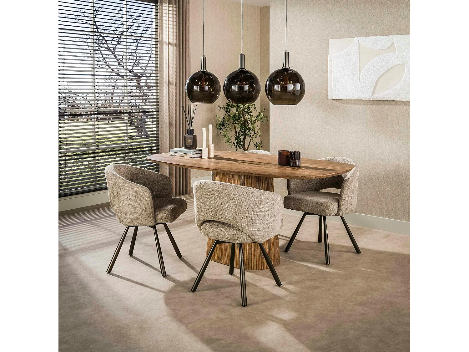Suspension vintage cuisine 3 globes verre brun NOVA