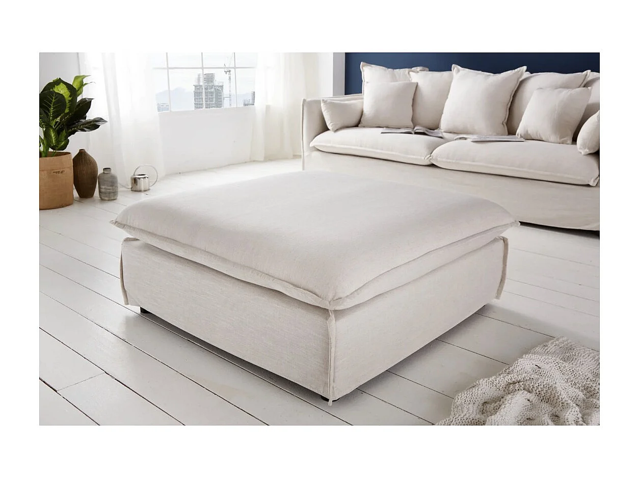 Pouf KALIA – Wit – Matte stof – Hedendaagse poef