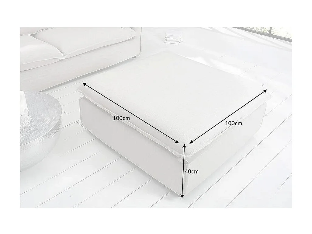 Pouf KALIA – Wit – Matte stof – Hedendaagse poef