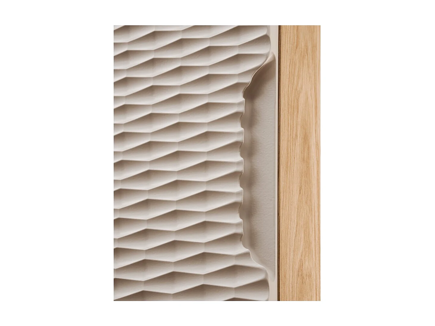 Meuble de rangement YOKA – Beige et chêne clair 35 cm compact