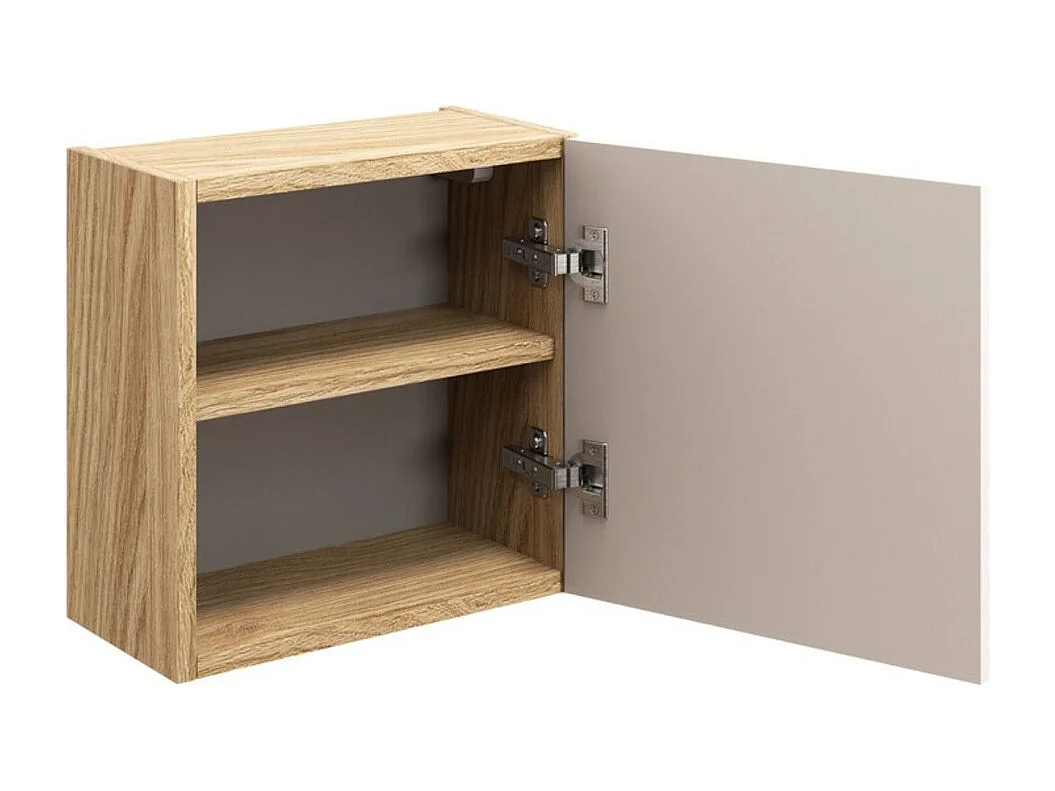 Meuble de rangement YOKA – Beige et chêne clair 35 cm compact