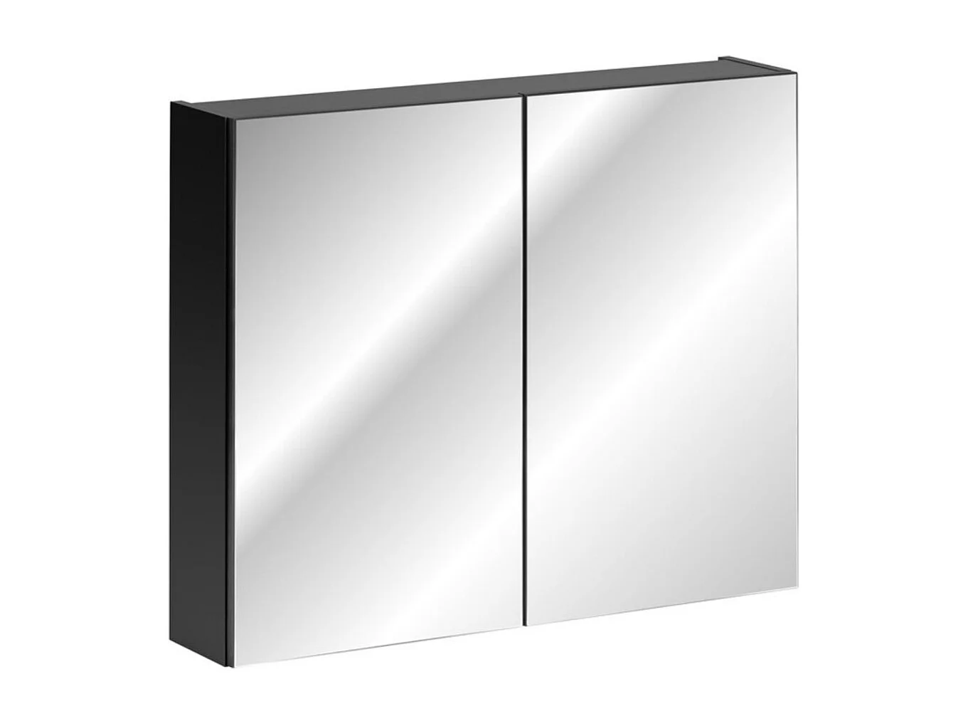 Meuble de rangement VANTA 80 cm noir – Caisson mural suspendu avec portes et miroirs