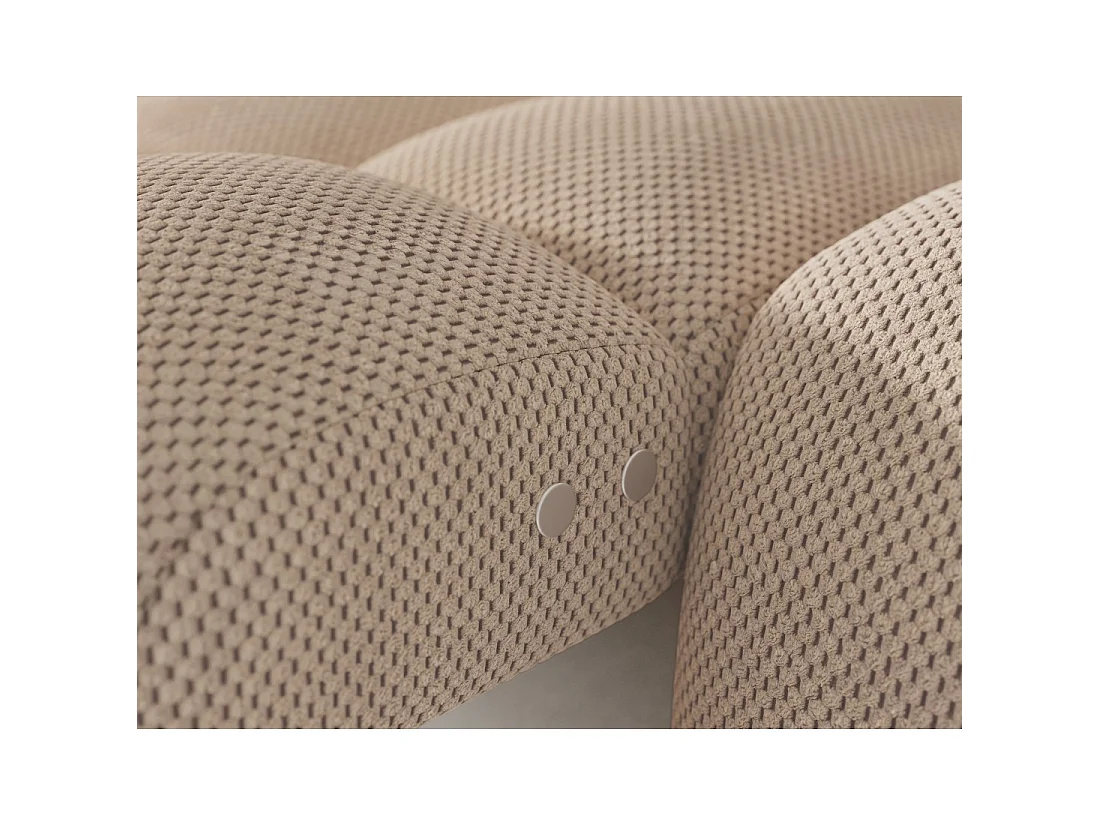 Hoekbank BULLA 3-zits beige links - honingraatstof met elektrische zitverlenging
