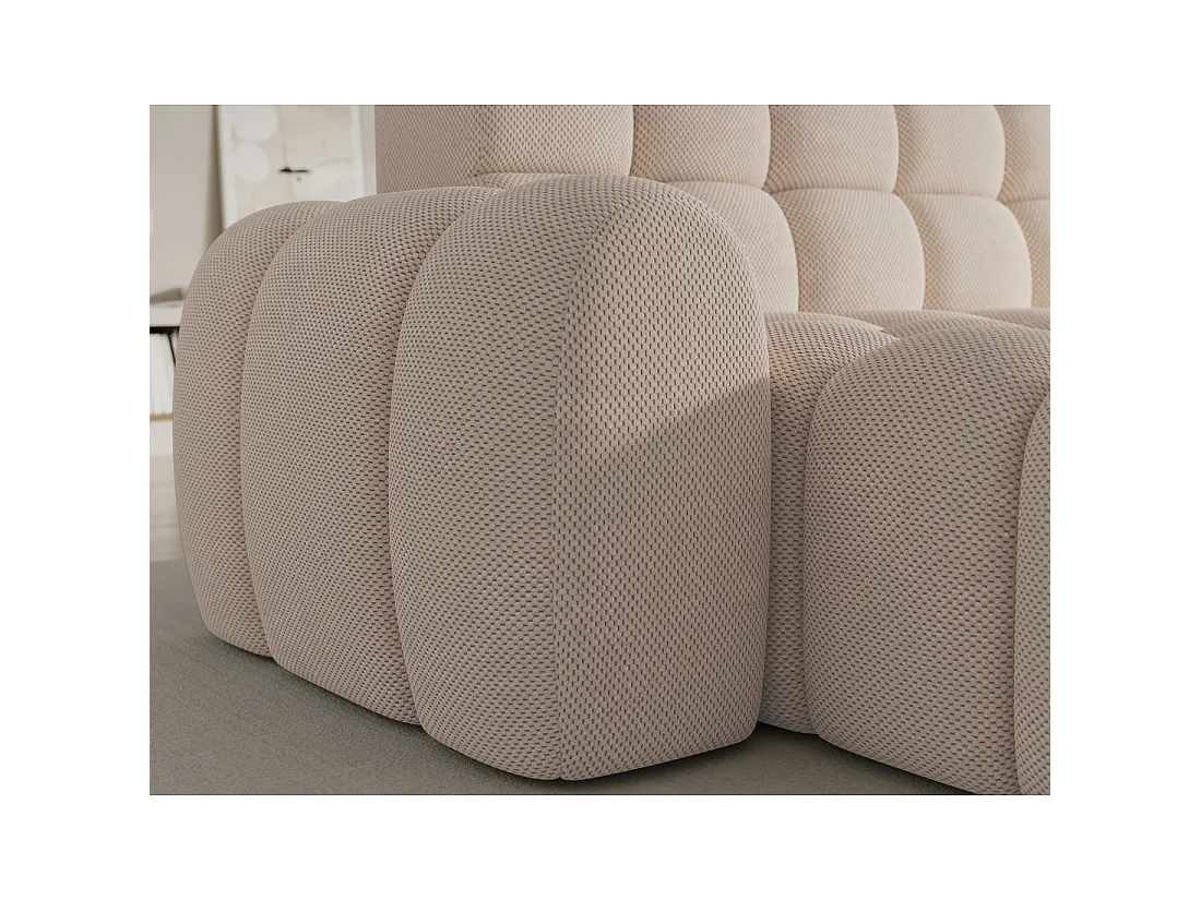 Hoekbank BULLA 3-zits beige links - honingraatstof met elektrische zitverlenging