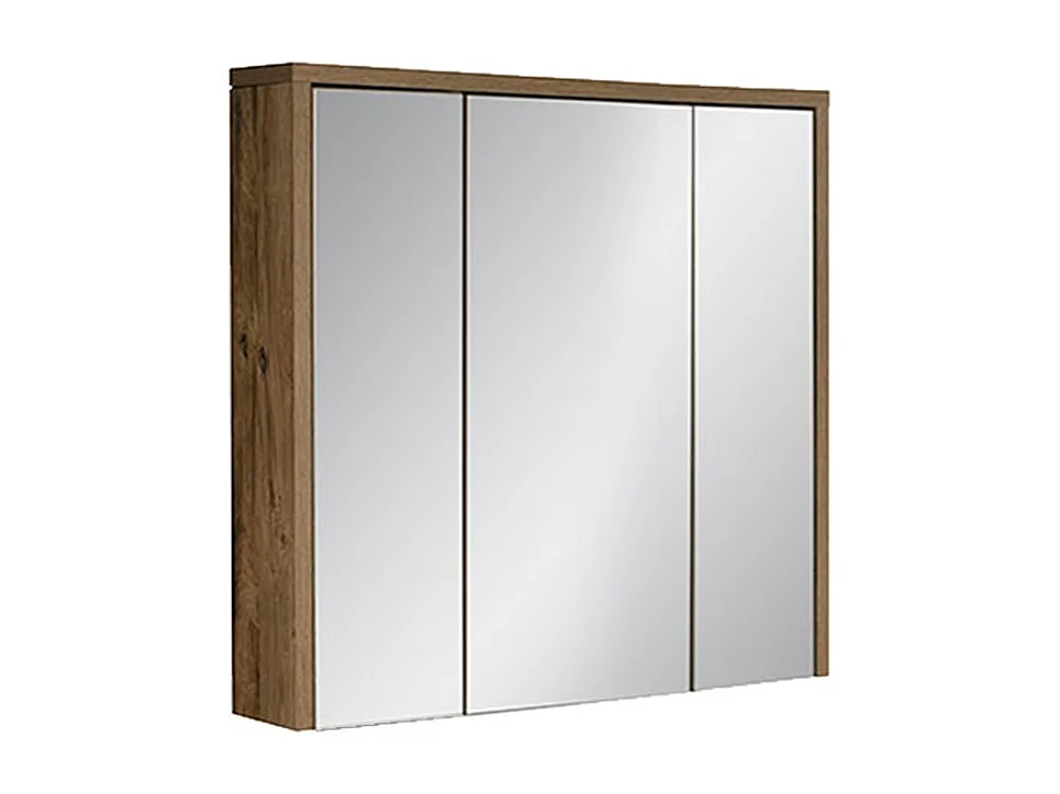 Meuble de rangement GABI 80 cm – 3 portes miroir – Finition ardoise et bois – À suspendre