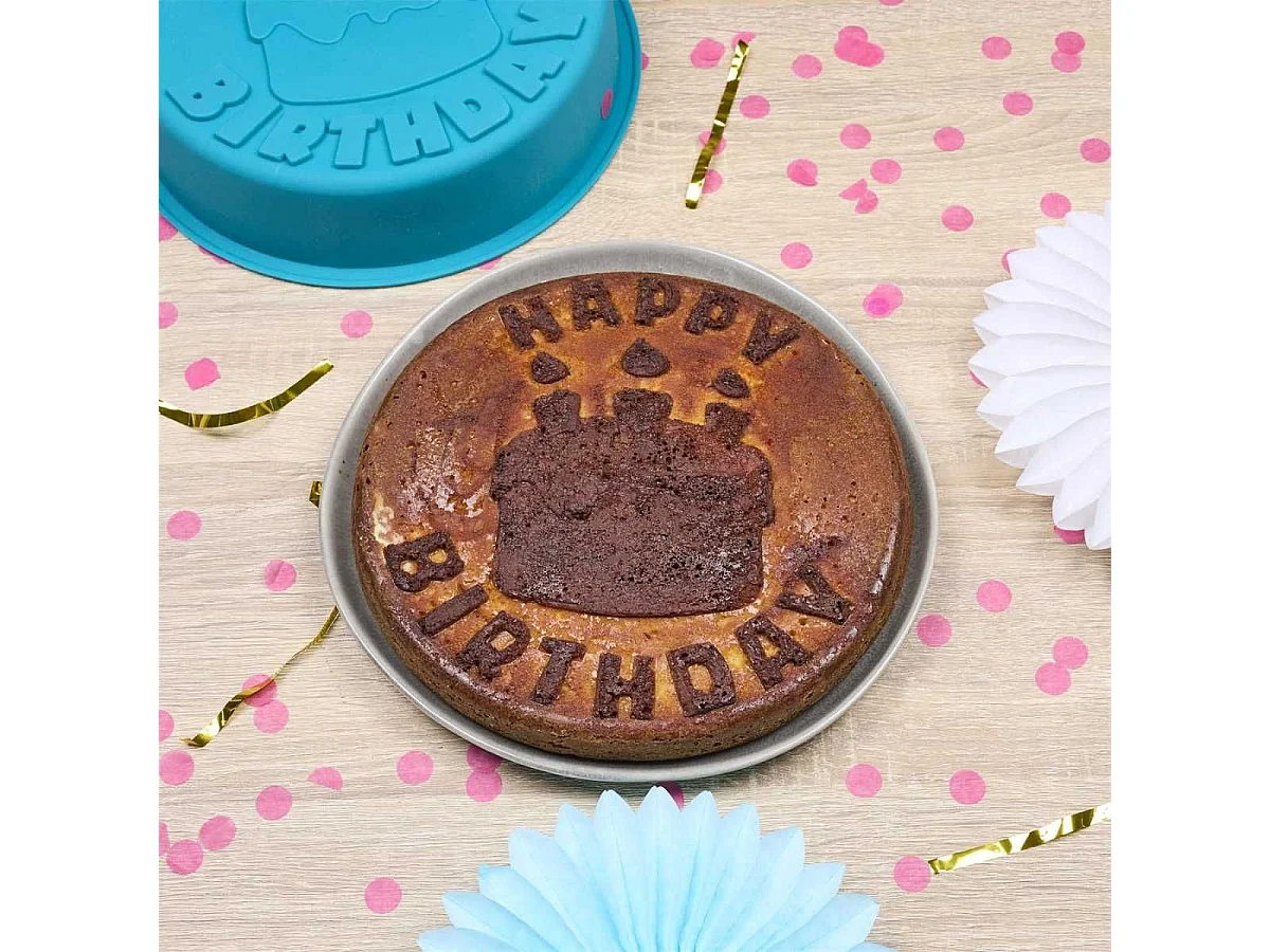 Moule à gâteau en silicone empreinte texte "Happy Birthday" 12 parts