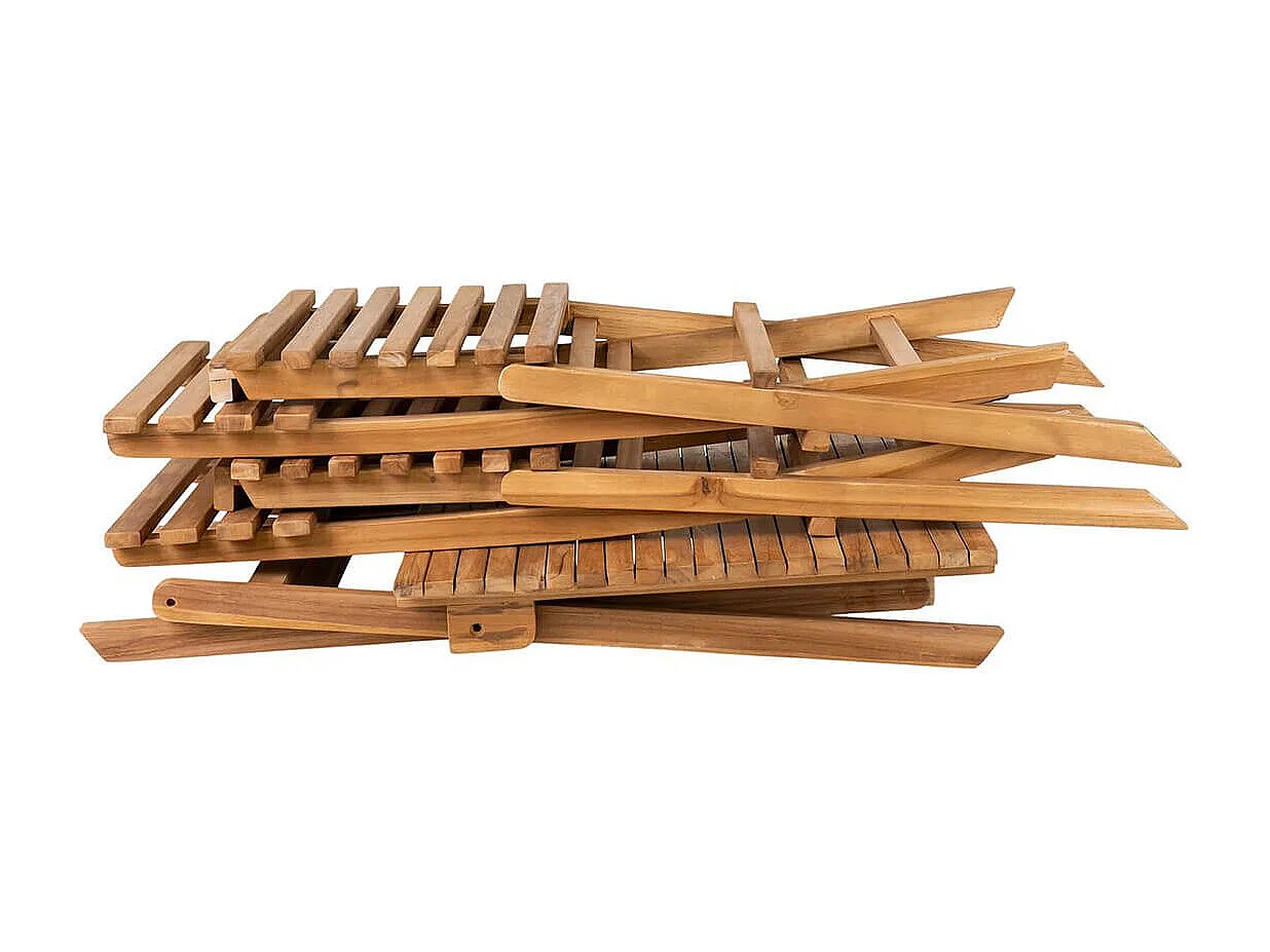 CAMILLE - Ensemble de jardin Pliant Table et 2 Chaises en Teck Massif Naturel
