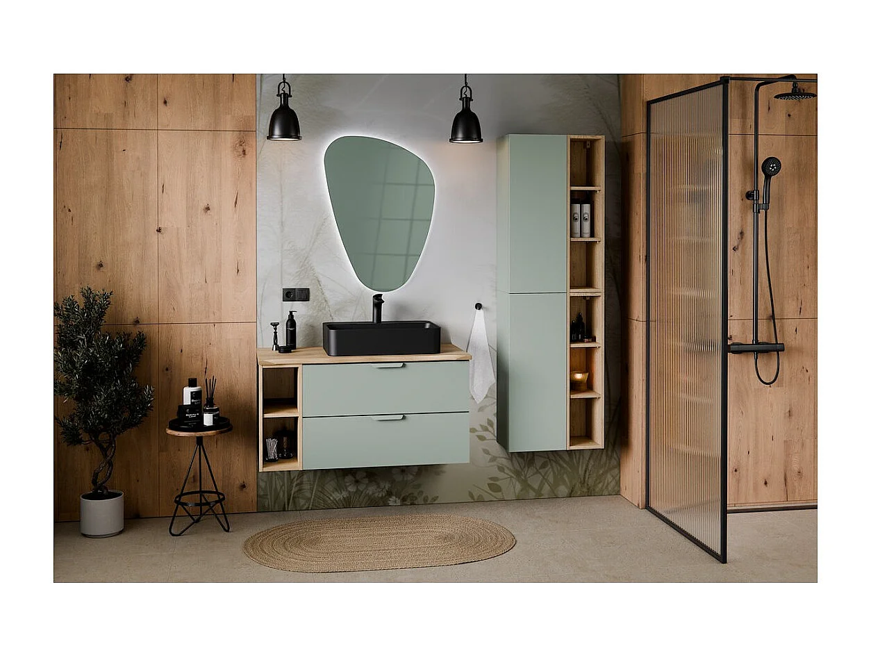 Demi colonne salle de bain OSTER 80 cm vert sauge 1 porte suspendue