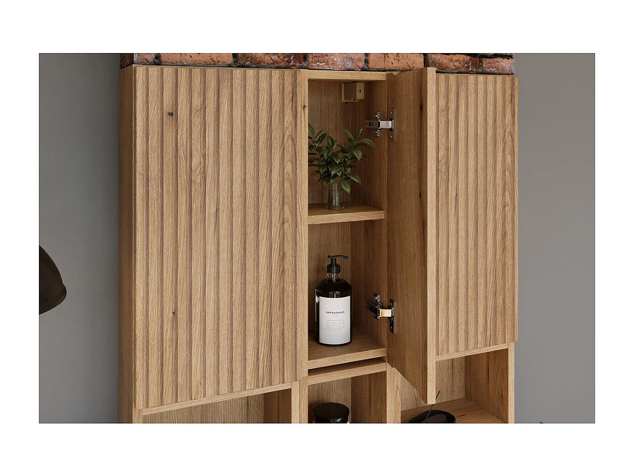 Demi colonne salle de bain VANO 57 cm chêne suspendue 1 porte