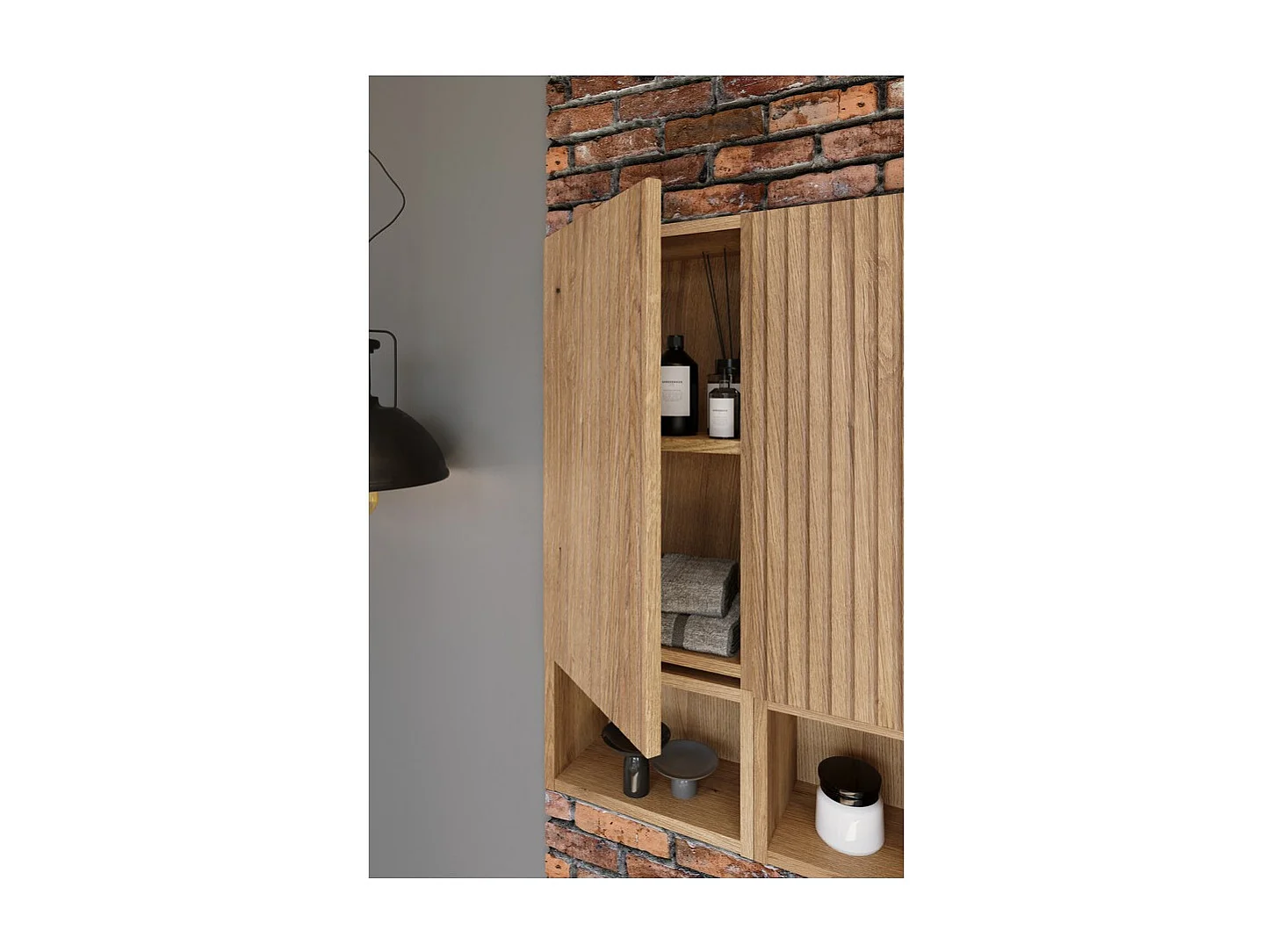 Demi colonne salle de bain VANO 57 cm chêne suspendue 1 porte