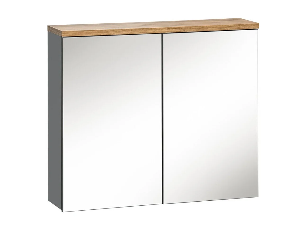 Meuble de rangement de salle de bain ERMANO – Finition bois et gris brillant, 60 cm