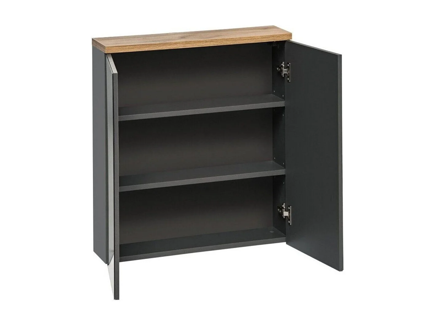 Meuble de rangement de salle de bain ERMANO – Finition bois et gris brillant, 60 cm