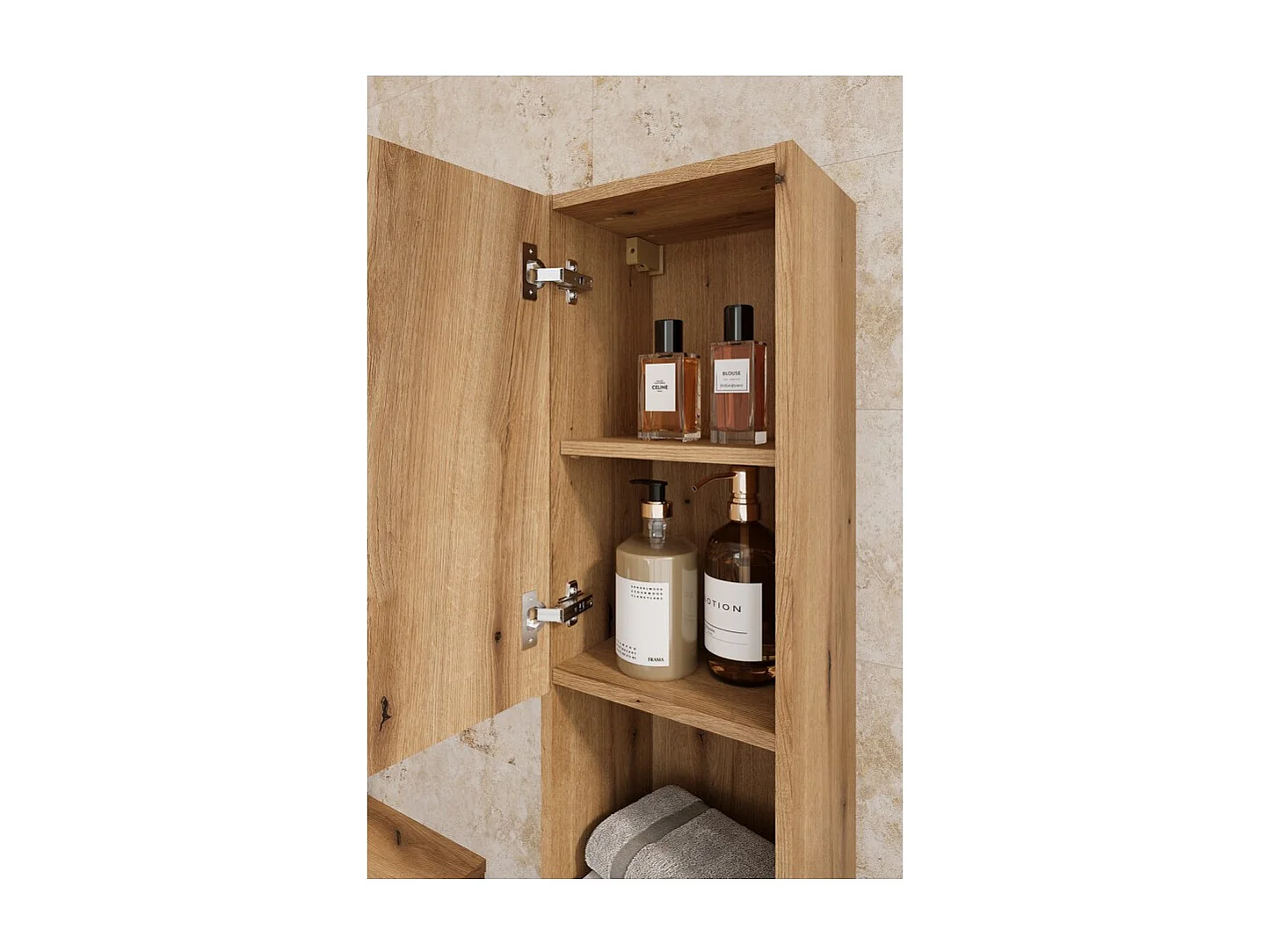 Colonne salle de bain VANO 140 cm chêne suspendue 2 portes