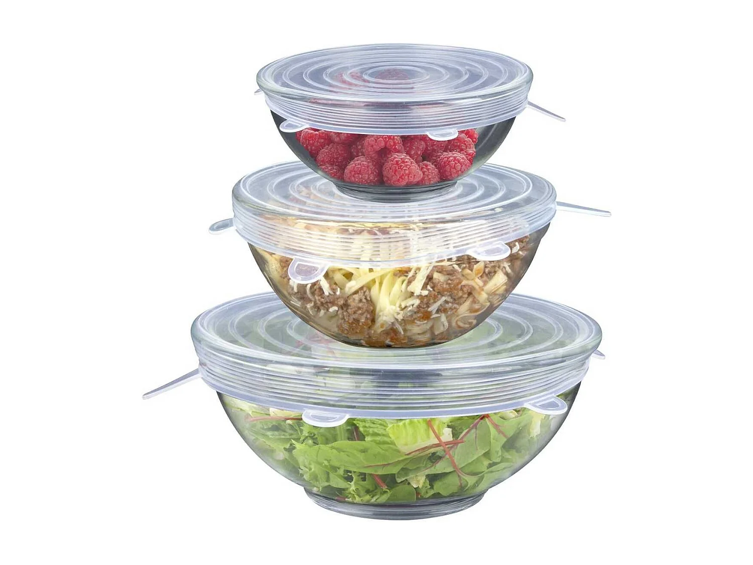 Lot de 3 couvercles flexibles et réutilisables en silicone