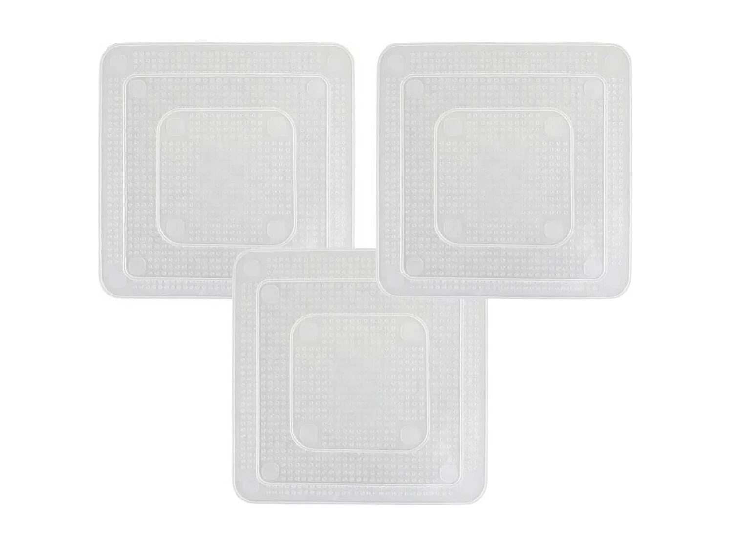 Pack de 3 couvercles en silicone extensibles carrés 3 tailles 9,5 cm - 14 cm - 19 cm
