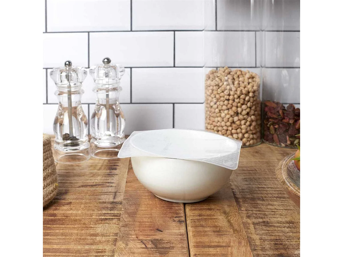 Pack de 3 couvercles en silicone extensibles carrés 3 tailles 9,5 cm - 14 cm - 19 cm