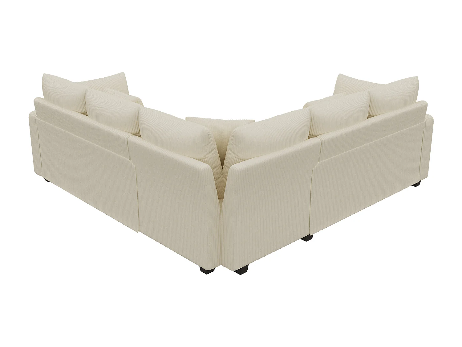 Sofá de canto em L de 5 lugares - 198 x 198 x 83 cm - com LEDs + porta USB + almofadas combinando - veludo - bege