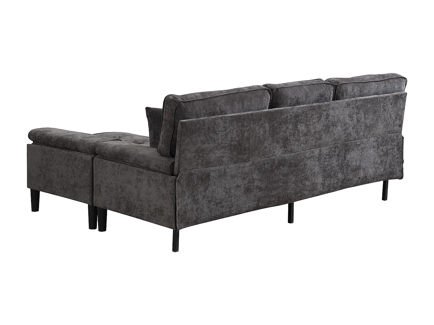 Canapé d'angle 3 places en forme de L - 195 x 149 x 86 cm - avec méridienne + repose-pieds amovible - velours - gris