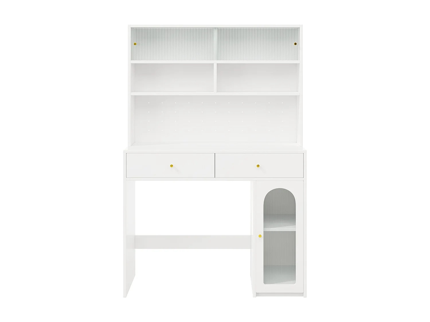 Küchenmöbel-Set – bestehend aus Klapptisch und hohem Sideboard mit Türen und Schubladen – MDF – weiß