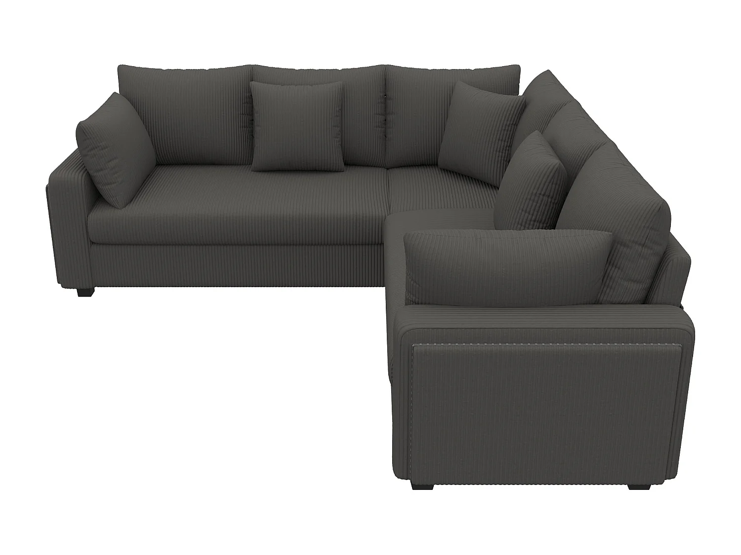 Canapé d'angle en L 5 places - 198 x 198 x 83 cm - avec Leds + t USB + coussins assortis  - velours - beige