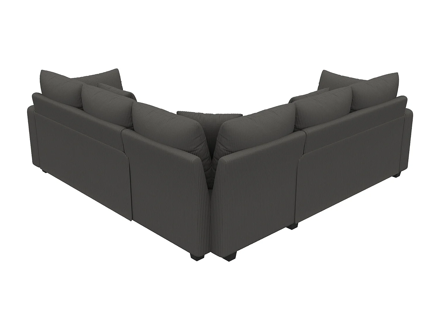 Canapé d'angle en L 5 places - 198 x 198 x 83 cm - avec Leds + t USB + coussins assortis  - velours - beige