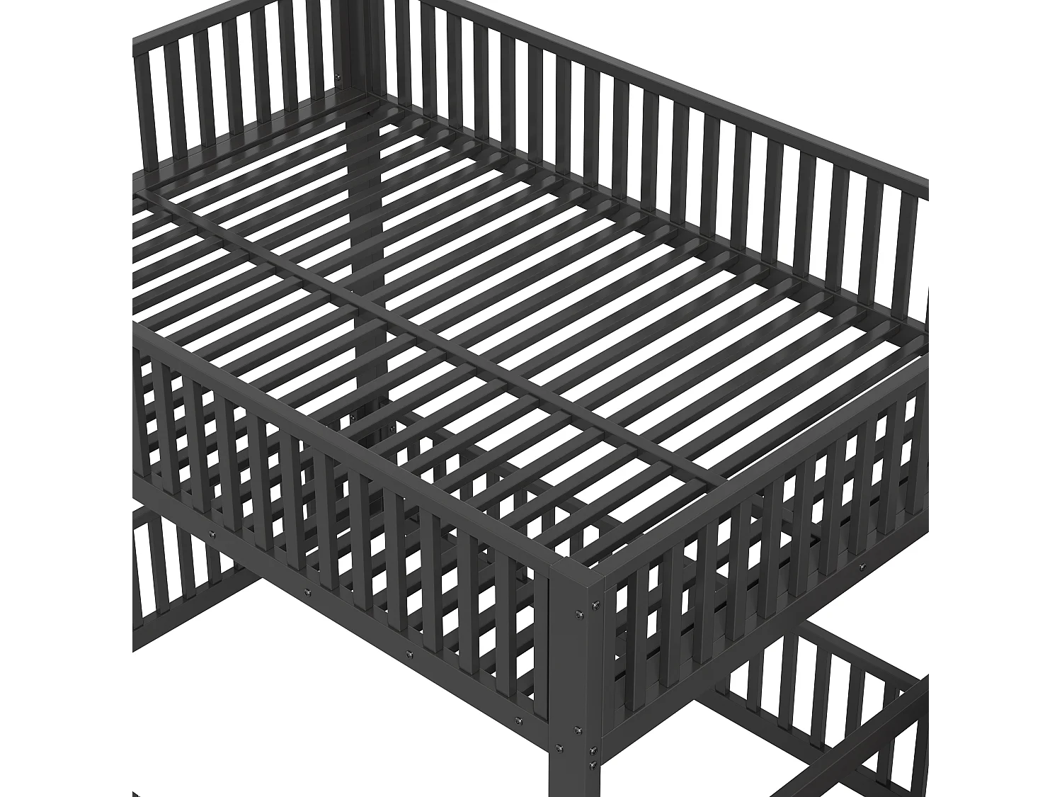 Kinder-Etagenbett – 2 x 140 x 200 cm – mit Leiter mit Stauraum und LED-Beleuchtung – MDF + Metall – schwarz