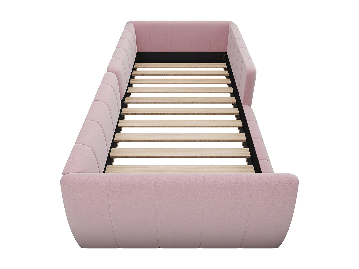 Lit plateforme rembourré pour enfant - 90 x 200 cm - avec barrière de sécurité - MDF - rose