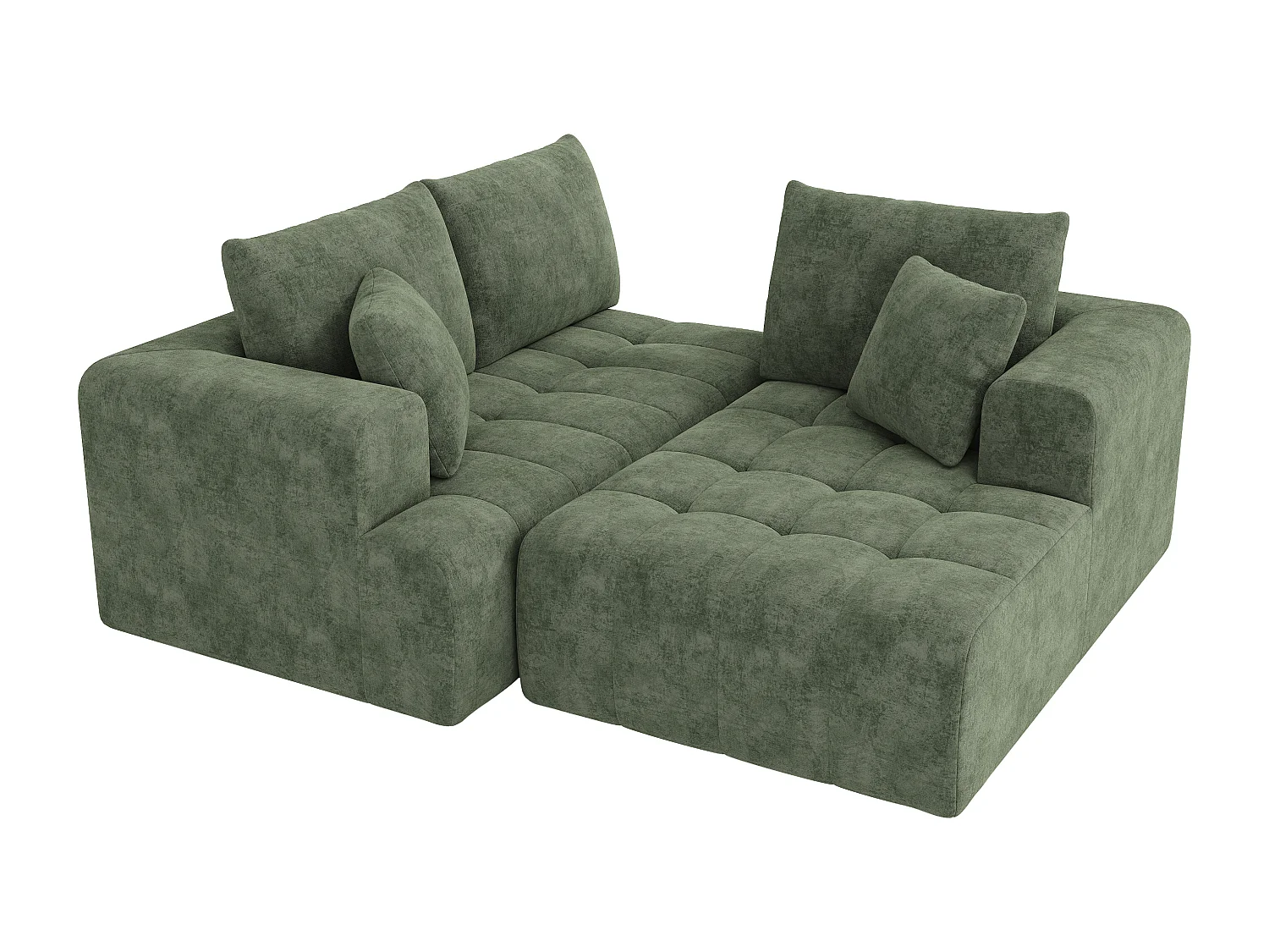 Sofá modular sem estrutura - 244,5 x 136 x 79 cm - combinações livres - não requer montagem - veludo - verde