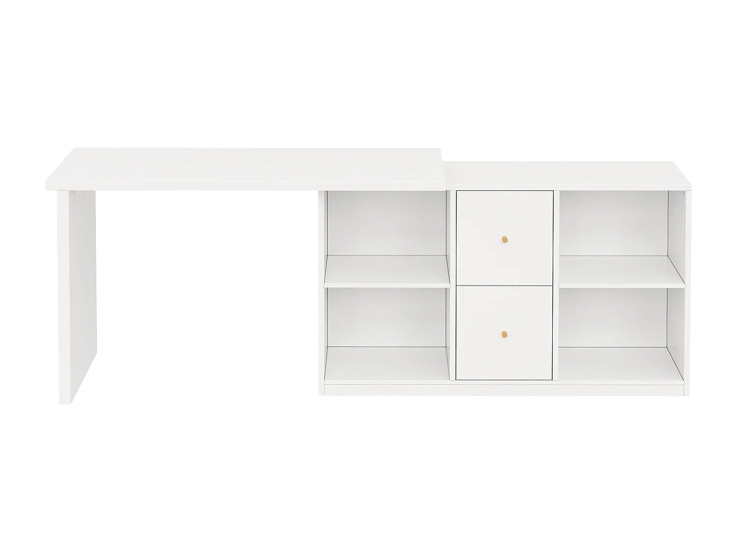 Moderner L-förmiger Eckschreibtisch – 120 x 50 x 78/130 x 35 cm – mit 2 Schubladen und Ablagefächern – MDF – weiß