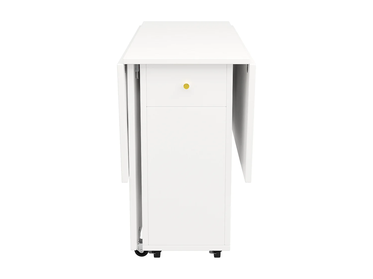 Table de salle à manger pliante à roulettes - 120 x 75 x 75 cm - pour 2 à 4 personnes - avec 2 tiroirs - MDF - blanc