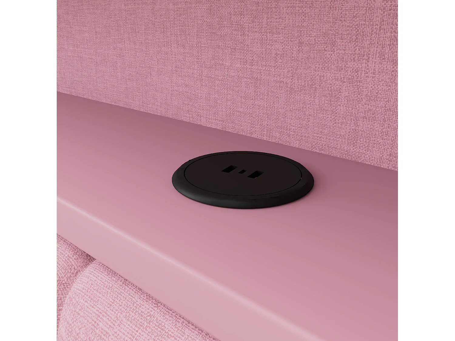 Lit banquette coffre enfant - 90 x 200 cm - avec USB + Leds + étagère + meuble à chaussures + 2 tiroirs - MDF - rose