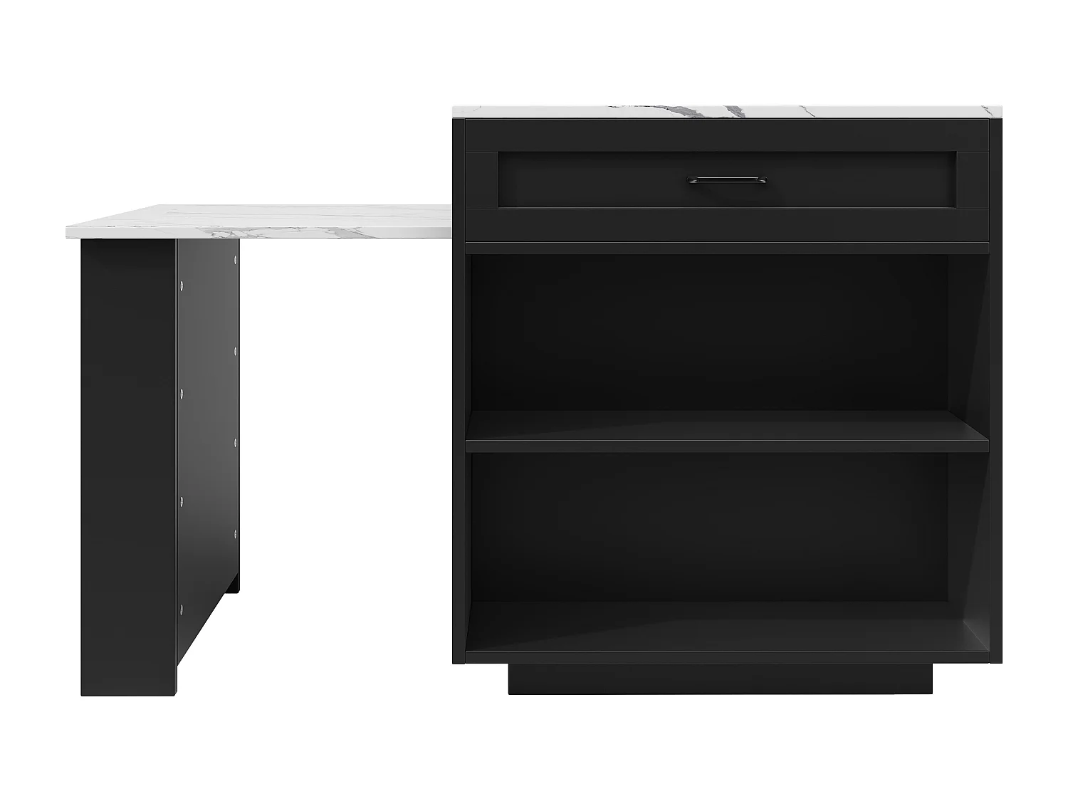 Ausziehbarer Bartisch mit Stauraum – 133–202 x 70 x 93,5 cm – mit 2 Schubladen und 2 Fächern – MDF – schwarz