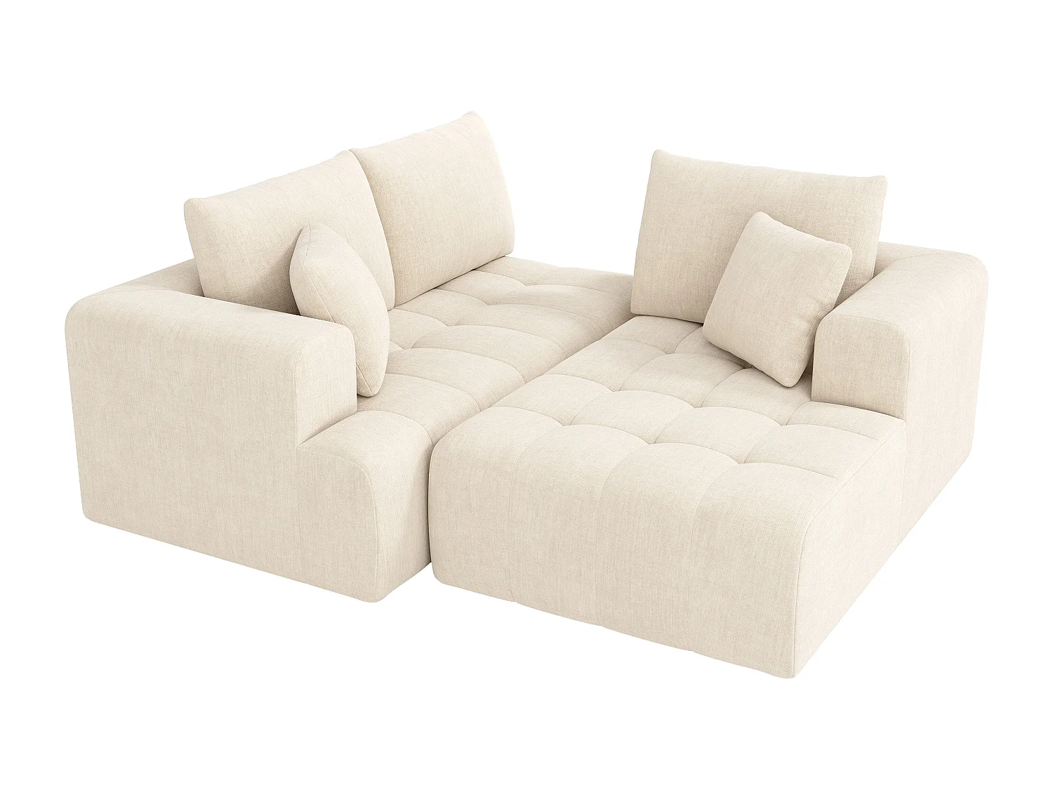 Sofá modular sem estrutura - 244,5 x 136 x 79 cm - combinações livres - não requer montagem - veludo - bege