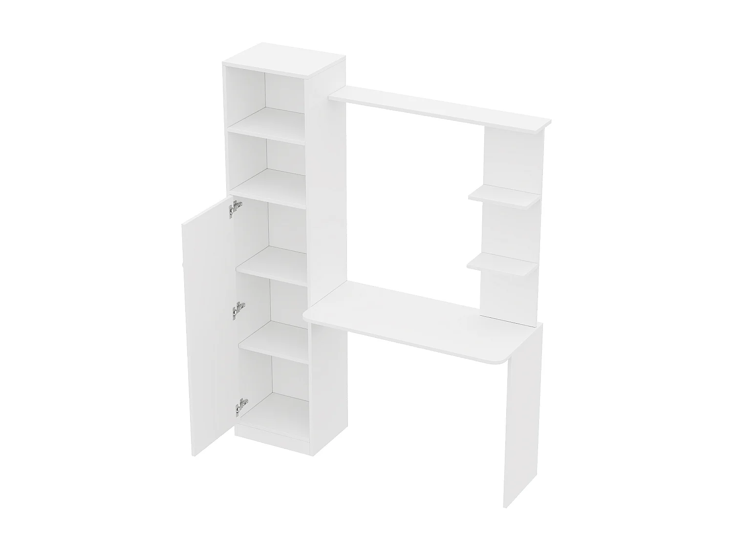 Moderner Design-Schreibtisch – 123,5 x 45 x 168,5 cm – mit Schrank und Ablagefach – MDF – weiß