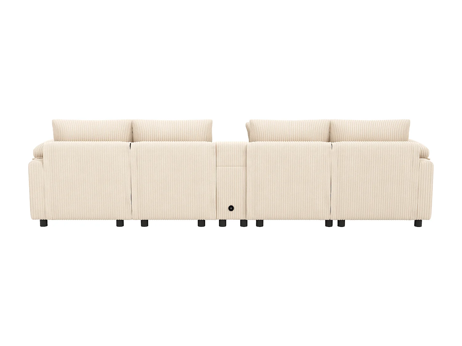 Narożnik modułowy 6-osobowy - 315,5 x 144 x 84,5 cm - z głośnikiem Bluetooth + portem USB + poduszkami + schowkiem - aksamitny - beżowy