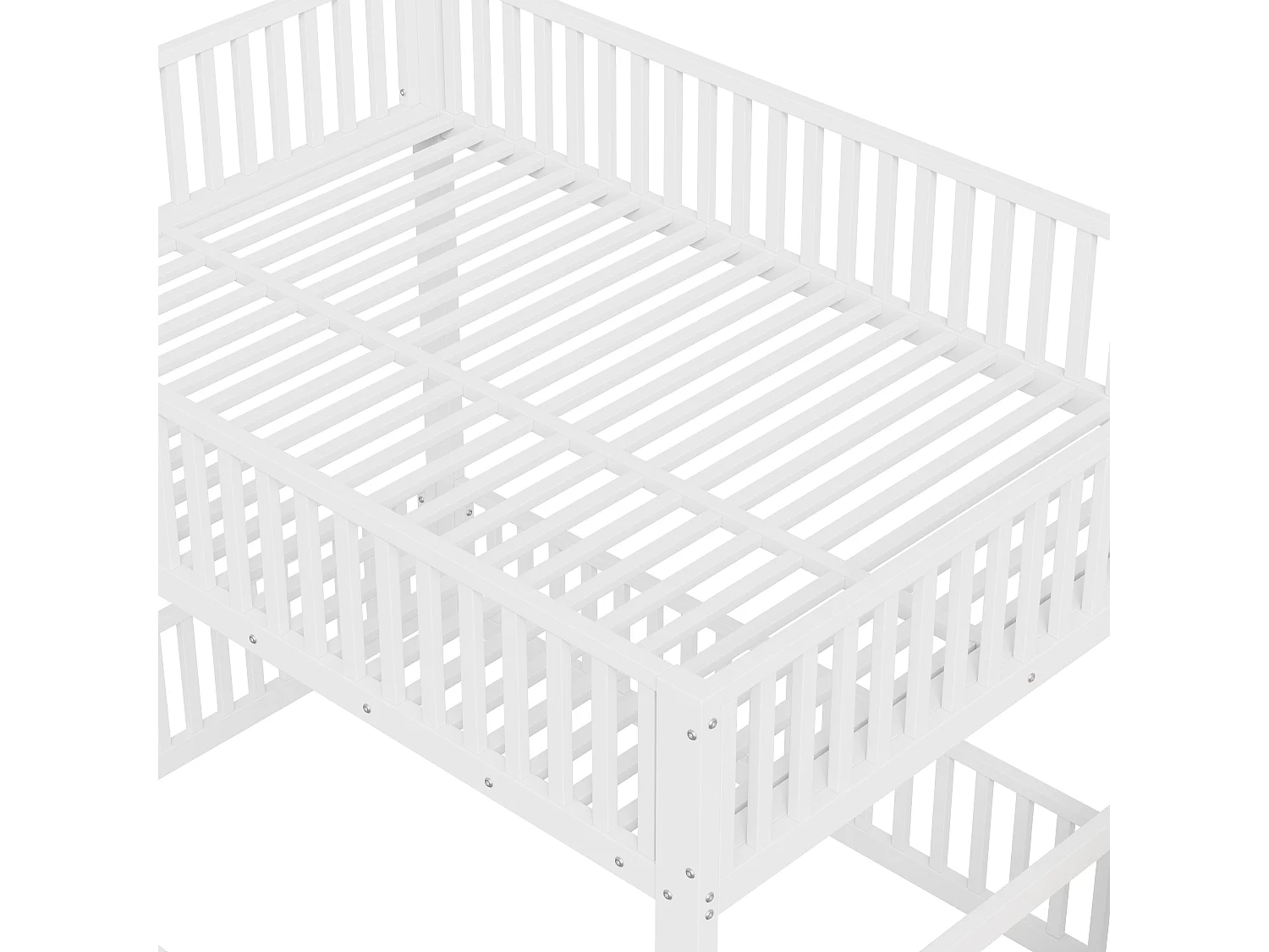 Kinder-Etagenbett – 2 x 140 x 200 cm – mit Leiter und Stauraum + LEDs – MDF + Metall – weiß