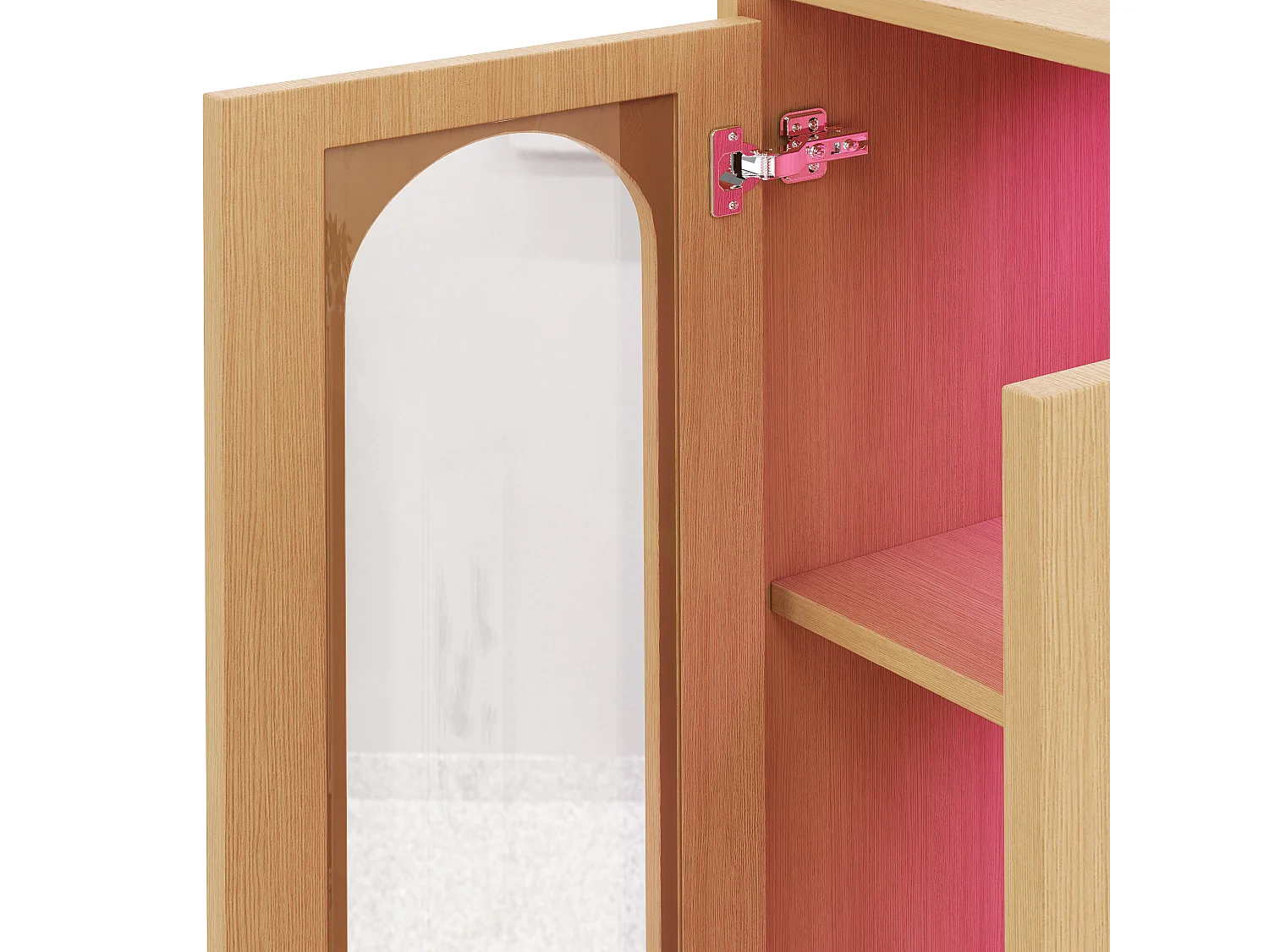 Wandregal fürs Wohnzimmer – 60 x 40 x 200 cm – mit 3 Schubladen, Regalböden, 2 Türen und LED-Beleuchtung – Spanplatte – natur