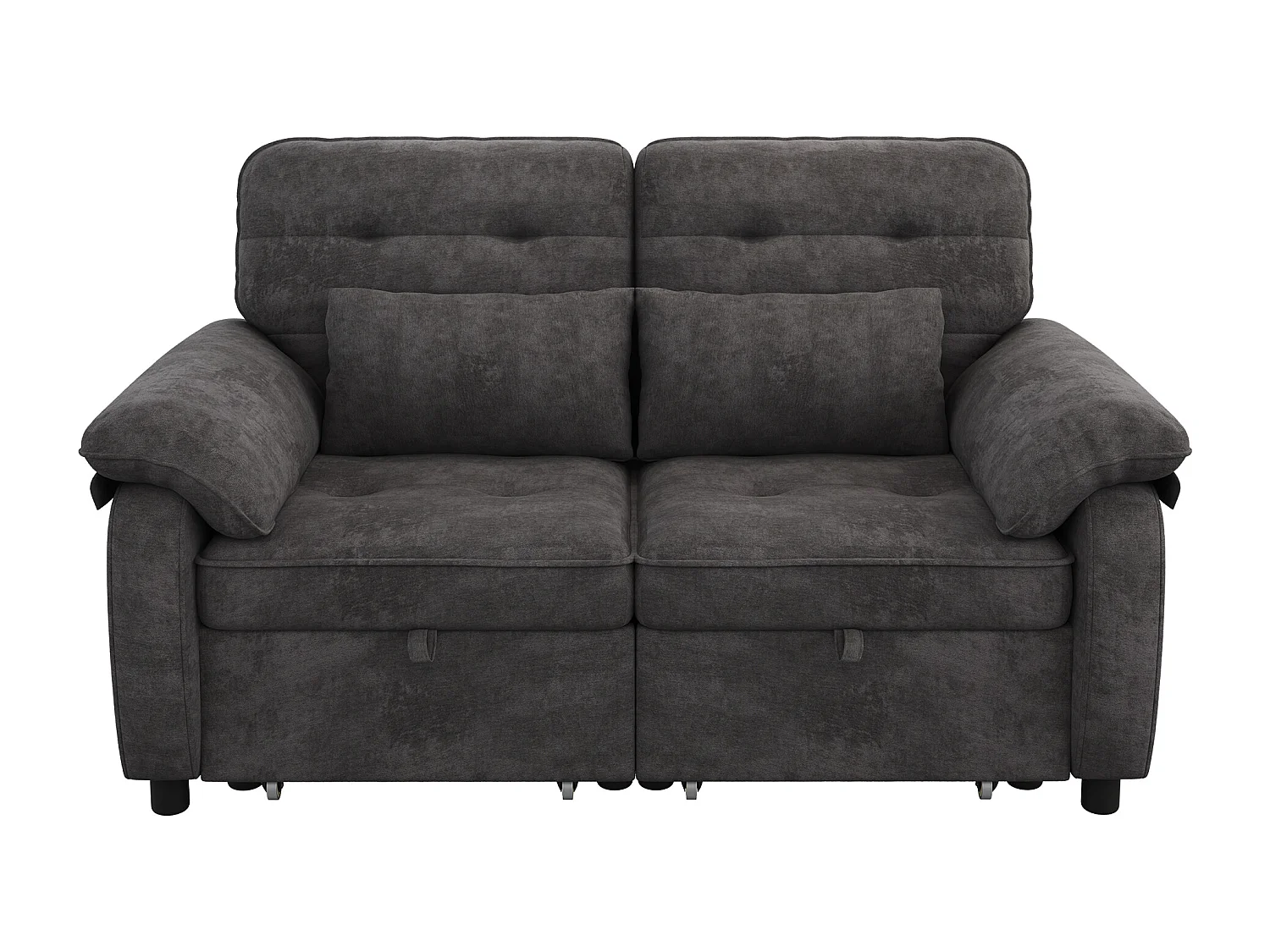 Canapé convertible 2 places 3 en 1 - 142 x 90 x 86.5 cm - avec dossier réglable +  USB + 2 coussins - chenille -  gris