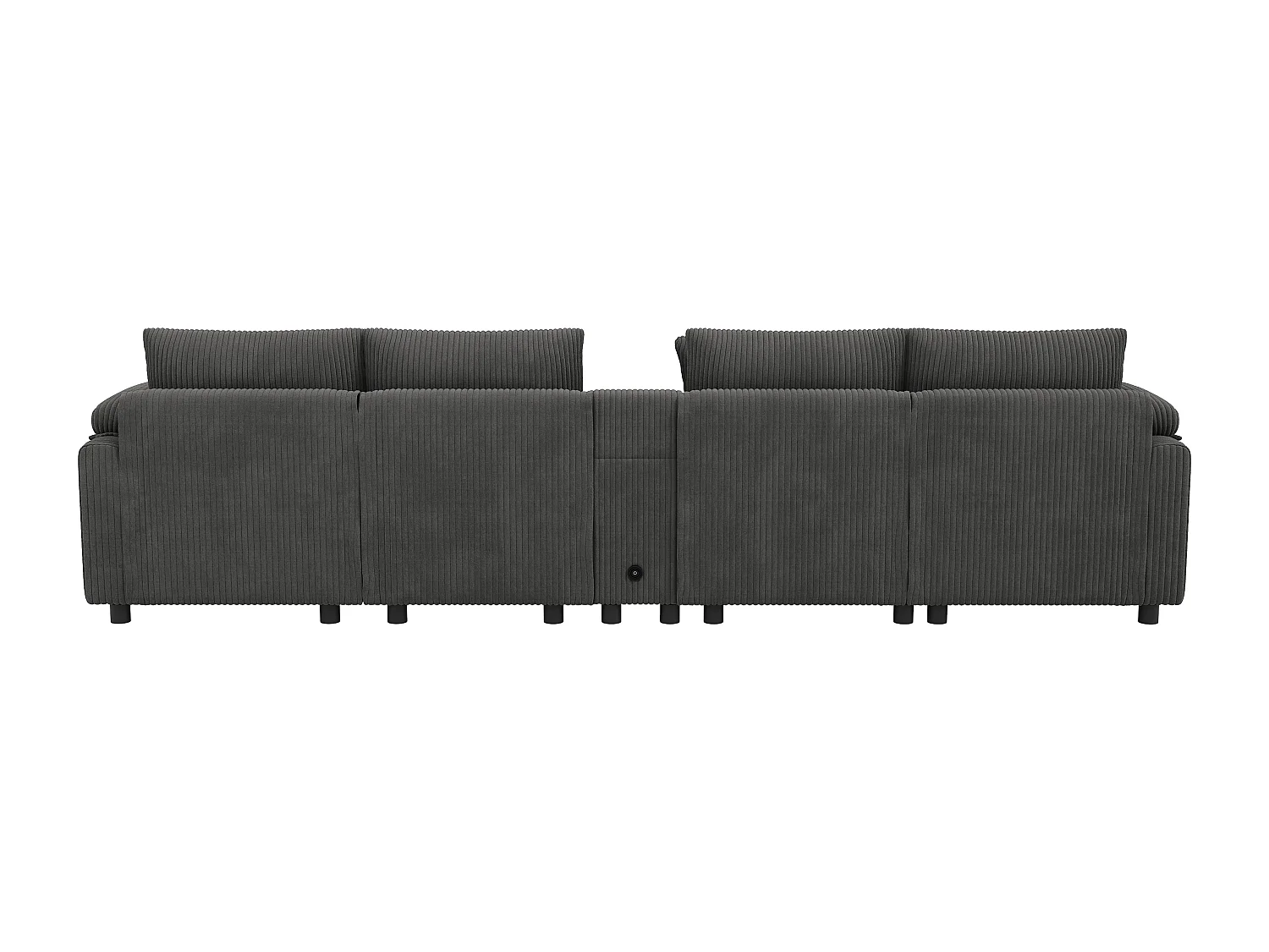 Canapé d'angle modulable 6 places - 315.5 x 144 x 84.5 cm - avec enceinte Bluetooth + USB + coussins + rangement - velours - gris