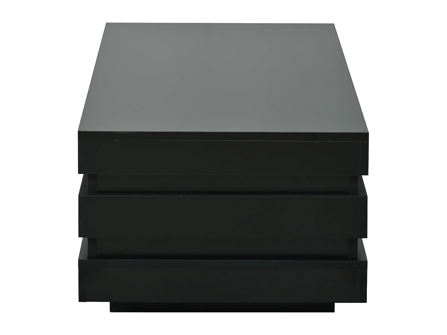 Moderner Couchtisch – 100 x 50 x 35 cm – mit zentraler Ablagefläche und LEDs – Spanplatte – schwarz