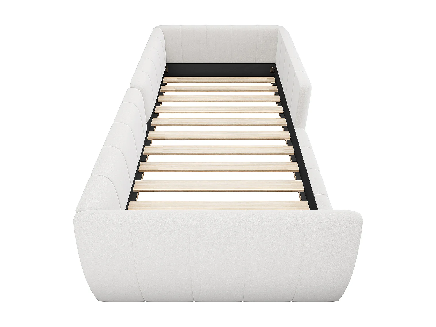 Gestoffeerd platformbed voor kinderen - 90 x 200 cm - met veiligheidshekje - MDF - beige