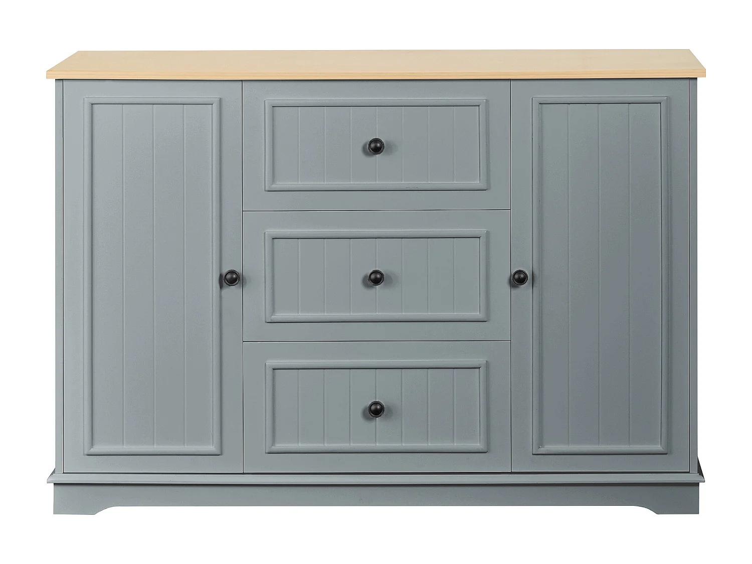 Buffet moderne et élégant - 126 x 40 x 86 cm - avec 3 tiroirs + 2 portes - MDF - gris