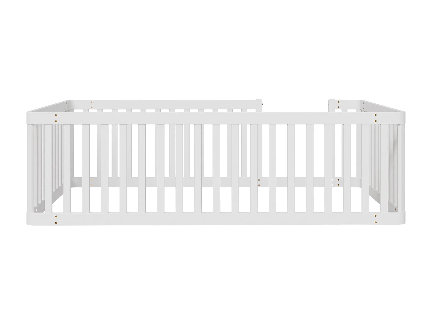 Drewniana rama łóżka dziecięcego - 90 x 200 cm - z barierką - bez stelaża - biała