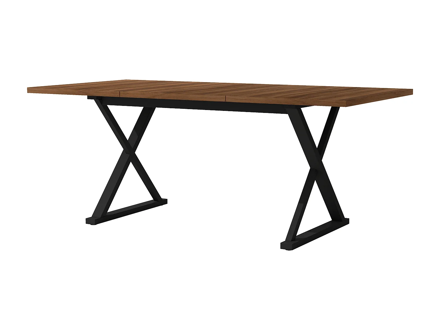 Table à manger style moderne - 180 x 90 x 75 cm - pieds en métal - pour 6 à 8 personnes - marron + noir