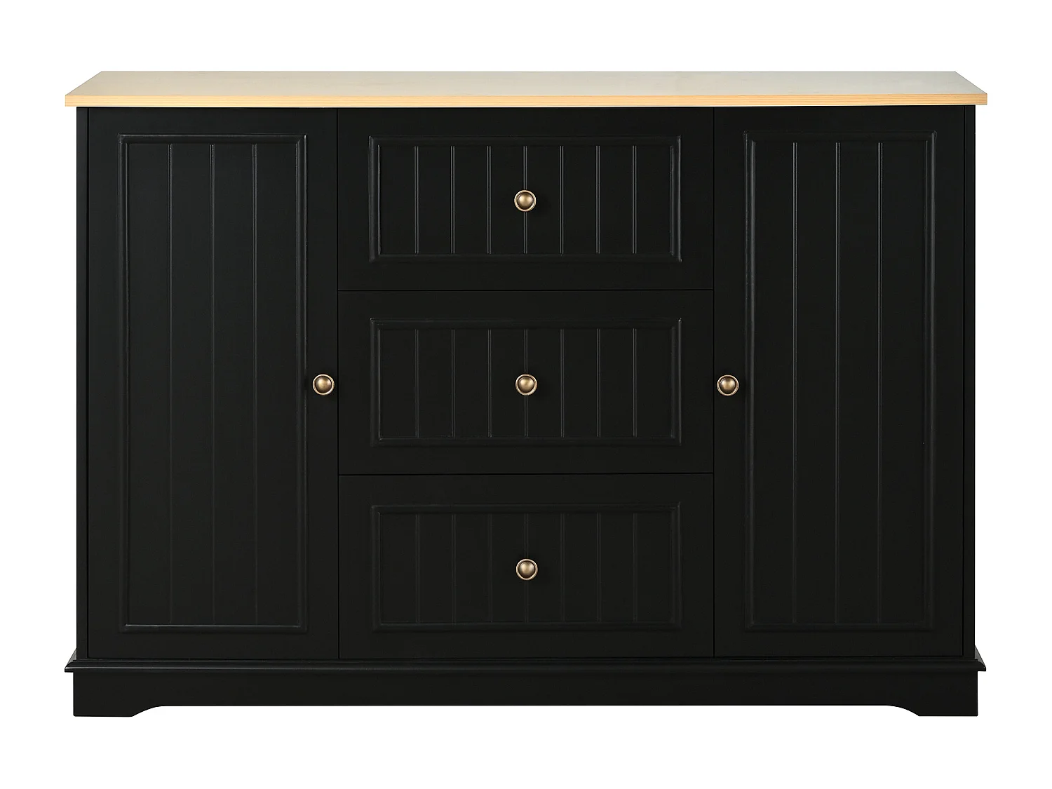 Buffet moderne et élégant - 126 x 40 x 86 cm - avec 3 tiroirs + 2 portes - MDF - noir