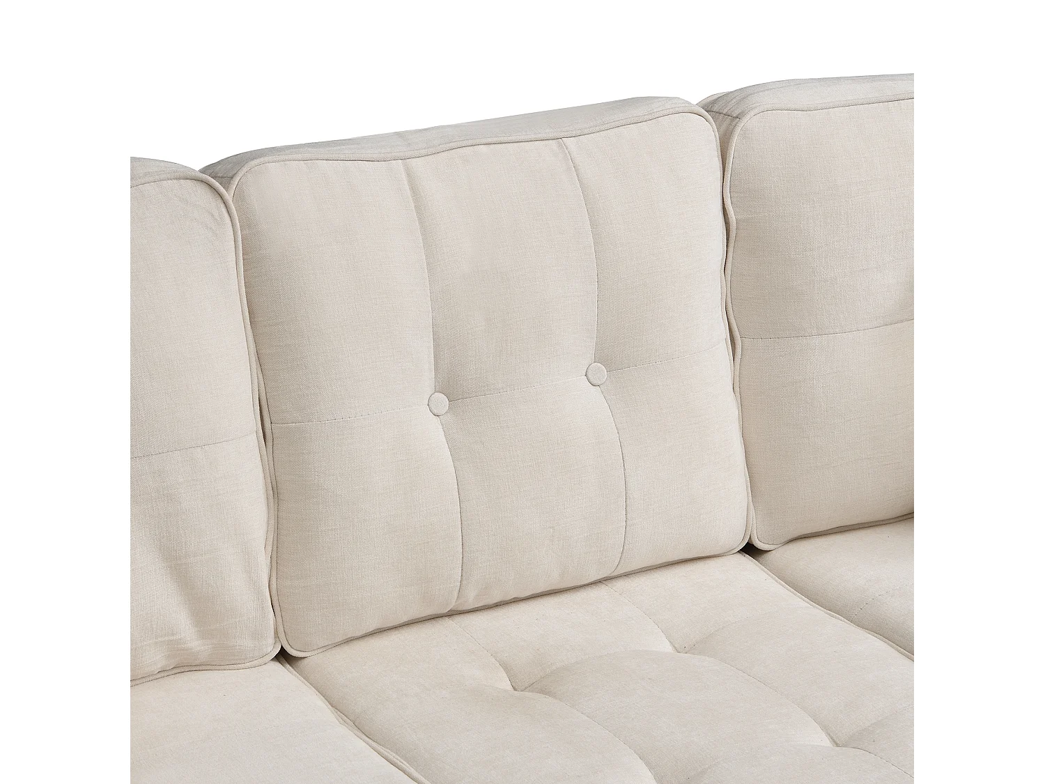 Canapé d'angle 3 places en forme de L - 195 x 149 x 86 cm - avec méridienne + repose-pieds amovible - velours - beige