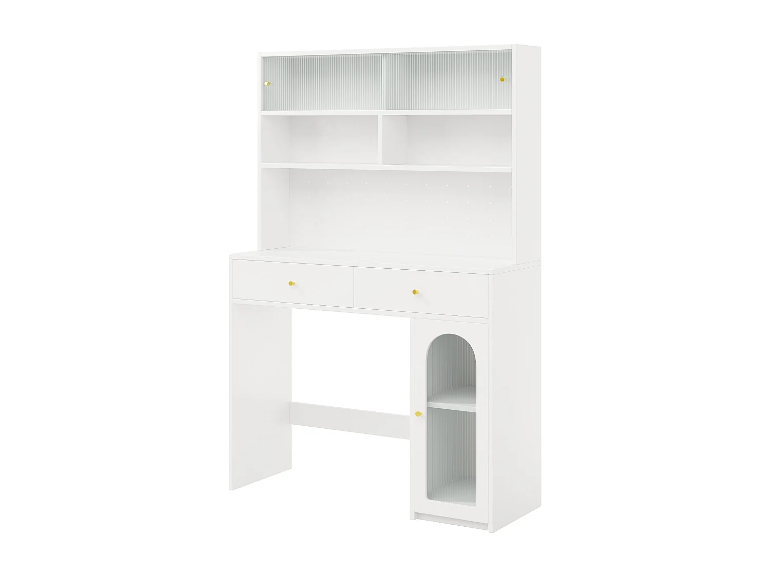 Aparador de cozinha moderno - 120 x 45 x 180 cm - com 2 gavetas + prateleira ajustável + porta - MDF - branco