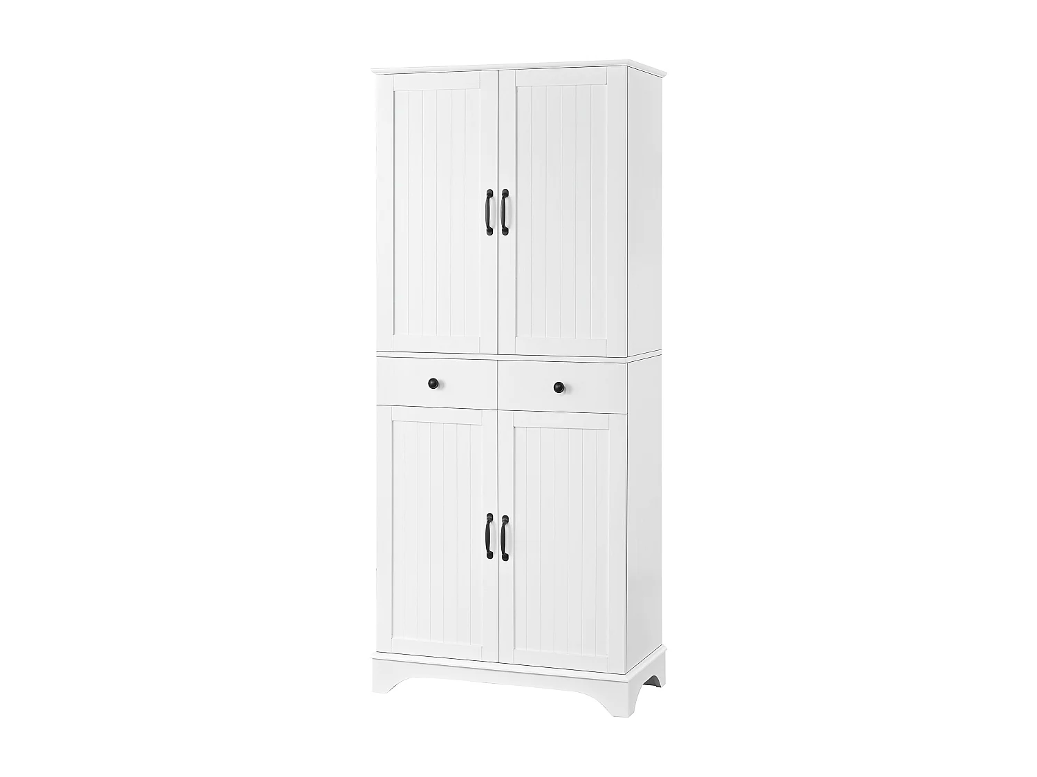 Buffet haut de cuisine moderne - 77 x 40 x 181 cm - avec étagères + tiroirs + 4 portes - MDF - blanc